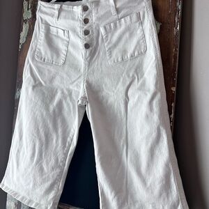 Women's White Button-Up Crop Jeans